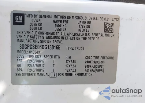 2013 Chevrolet Silverado 1500 Lt z USA, uszkodzony, nr VIN 3GCPCSE06DG130165